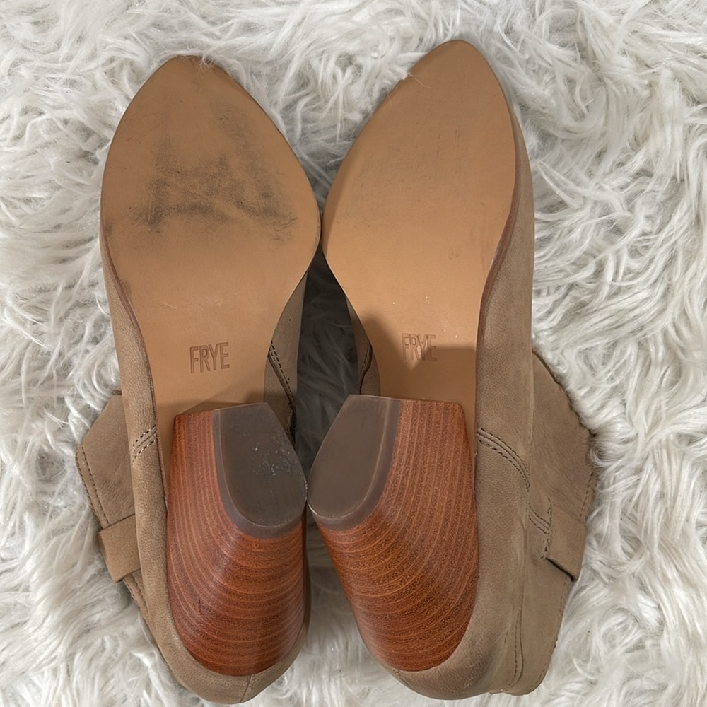 FRYE Reina Bootie 79258 Leather Brown Nubuck Slip On Ankle Booties Boots Sz 8.5 - Picture 11 of 16